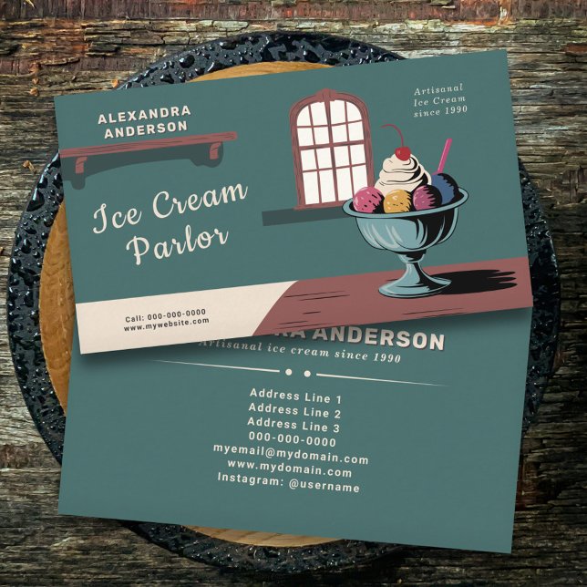 Sundae - Eiscreme Visitenkarte (Sundae - Ice Cream Parlor Business Card)
