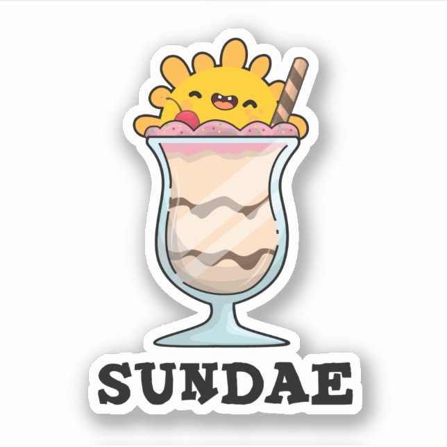 Sundae Funny Sunday Ice Cream Pub Aufkleber (Vorderseite)