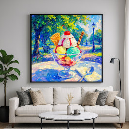 Sundae im Park - Pastell-Impressionistischer Stil Poster