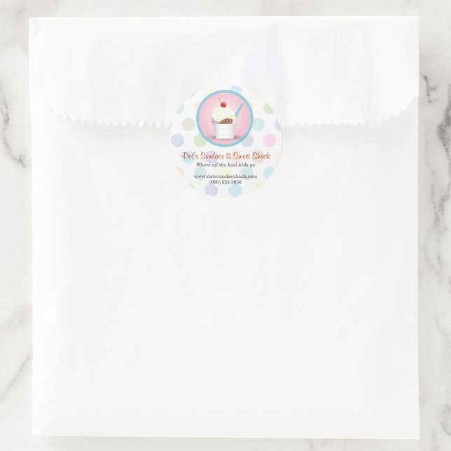 Sundae Shop Runder Aufkleber (Tasche)