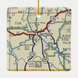 Sundance WY Vintag Map Keramikornament