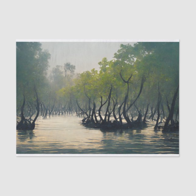 Sundarbans Mangrove Forest River Trees Seidenpapier (Vorderseite)