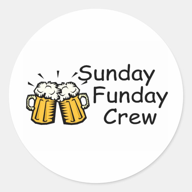 Sunday Funday Crew Beer Runder Aufkleber (Vorderseite)