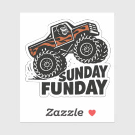 Sunday Funday Gorilla Monster Truck Funny Sticker
