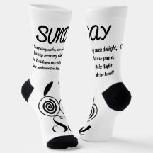 Sunday Gedicht Socks - Trendy, Funny, White&Black