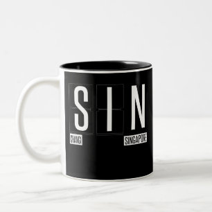 SÜNDE - Changi- - Singapur-Flughafen-Code-Andenke Zweifarbige Tasse