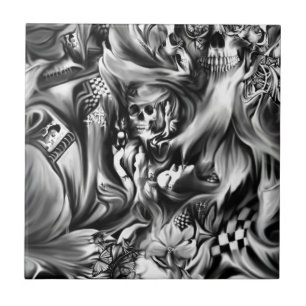 Sünde und schmelzende Schädel des Rauches Fliese