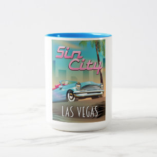 Sündenstadt Las Vegas Reiseplakat Zweifarbige Tasse