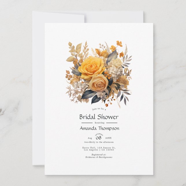 Sundial Floral Brautparty Einladung (Vorderseite)