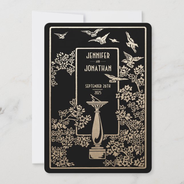 Sundial Garden Wedding Invitations Gold Foil (Devant)