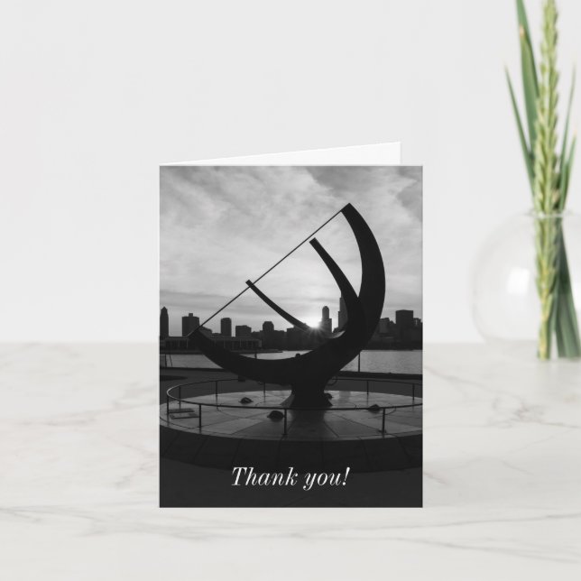 Sundial Sunset Grayscale Danke Karte (Vorderseite)