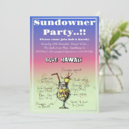 Sundowner Blue Hawaii Cocktail Party Einladung