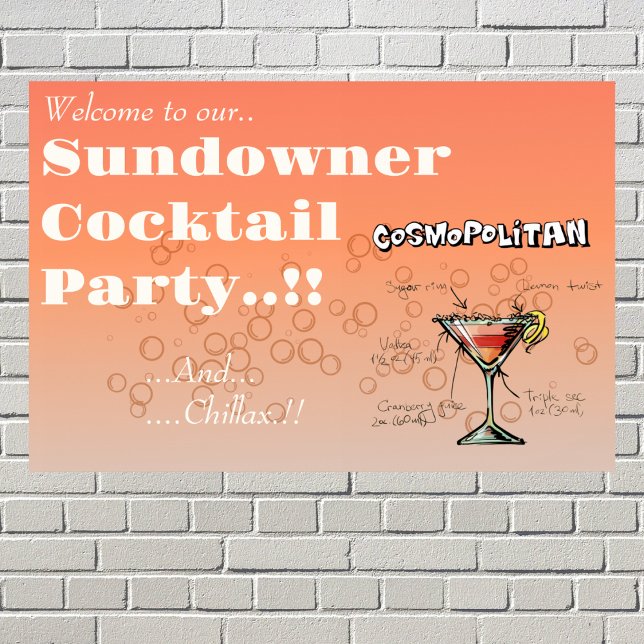 Sundowner Cosmopolitisches Cocktail-Party Poster (Sundowner Cosmopolitan Cocktail Party Wall Poster)