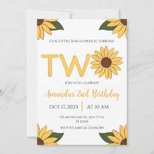 Sunflower 2e invitation anniversaire