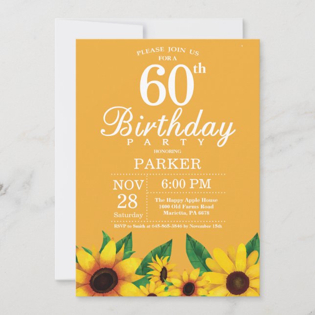 Sunflower 60e anniversaire Invitation (Devant)