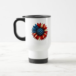 Sunflower American Flag 4. Juli Merica USA Reisebecher