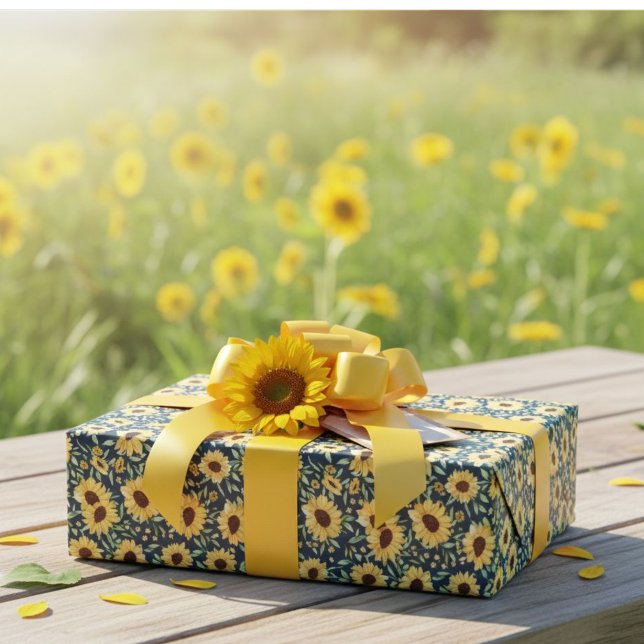 Sunflower and Foliage Pattern Gift Wrap Paper  Geschenkpapier (Von Creator hochgeladen)