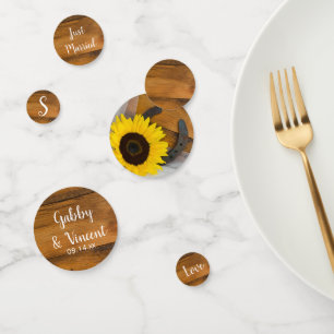 Sunflower and Horseshoe Country Western Wedding Konfetti