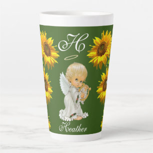 Sunflower Angel Floral Latte Mug
