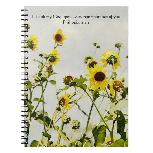 Sunflower Art Bible Verse Prière Journal Carnet (Devant)