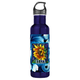 Sunflower at Night Flower Floral Personalized Edelstahlflasche