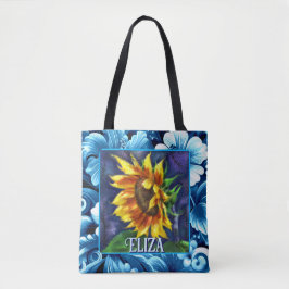 Sunflower at Night Flower Floral Personalized Tasche