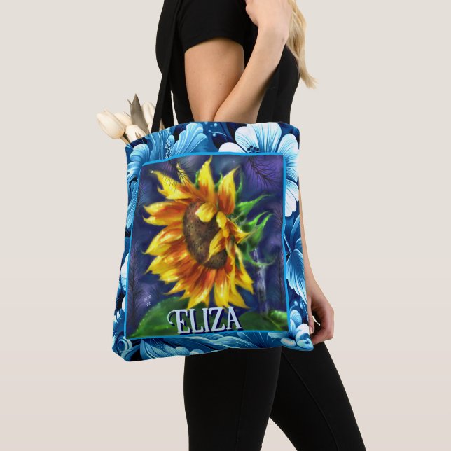 Sunflower at Night Flower Floral Personalized Tasche (Von Nahem)