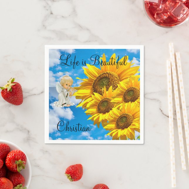 Sunflower Baby Angel Floral Paper Napkins Serviette (Beispiel)
