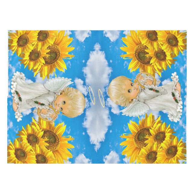 Sunflower Baby Angel Floral Sky Nappe (Devant (Horizontal))