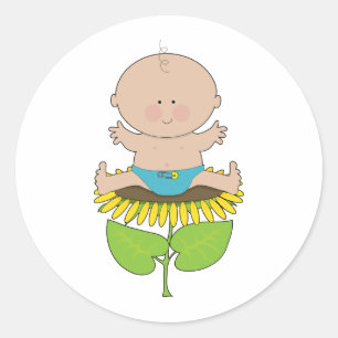 Sunflower Baby Boy Runder Aufkleber