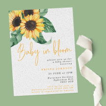 Sunflower Baby in Bloom Baby shower Invitation