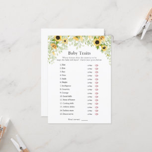 Sunflower Baby Traits Douche Jeu Invitation