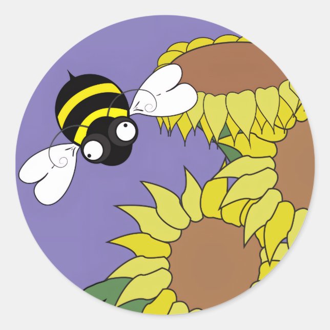 Sunflower Bee  Runder Aufkleber (Vorderseite)