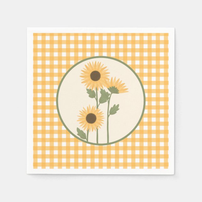 Sunflower Birthday Party Napkins Serviette (Vorderseite)