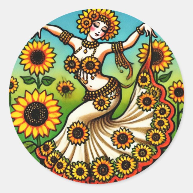 Sunflower Bly Dancer Runder Aufkleber (Vorderseite)
