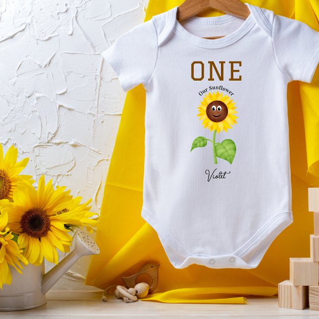 Sunflower Bodysuit Kids 1st Birthday Party Baby Strampler (Sunflower Collection)