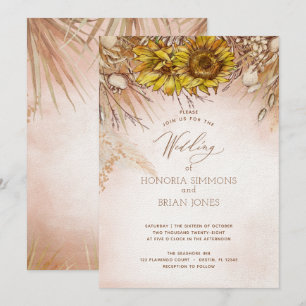 Sunflower Boho Bounty Weddingen Invitation