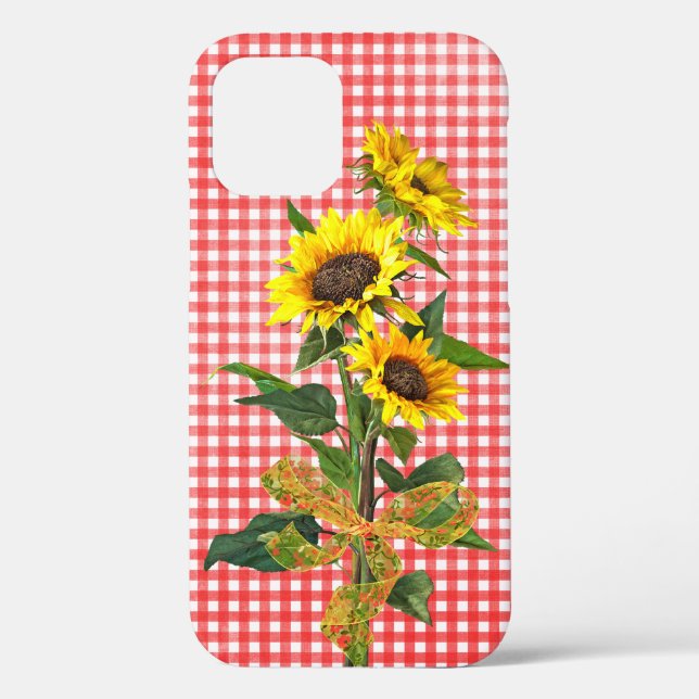 Sunflower Bouquet auf Red Gingham Case-Mate iPhone Case-Mate iPhone Hülle (Rückseite)
