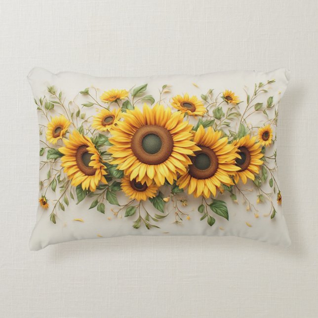 Sunflower Bouquet Botanical Art Dekokissen (Vorderseite)