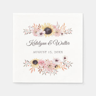 Sunflower Bouquet Wedding Custom Napkins Serviette