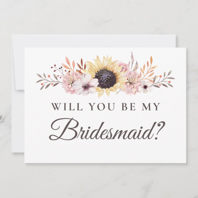 Sunflower Bouquet werden Sie meine Bridesmaid sein Einladung (Vorderseite)
