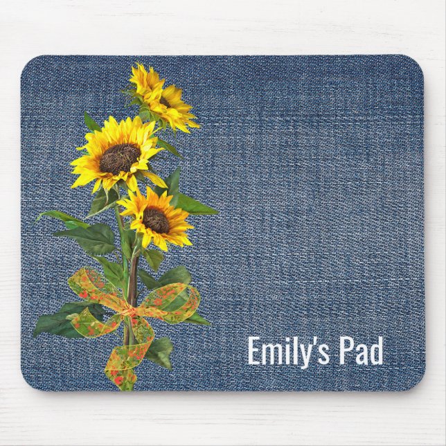 Sunflower Bouquet zu Denim Mousepad (Vorne)