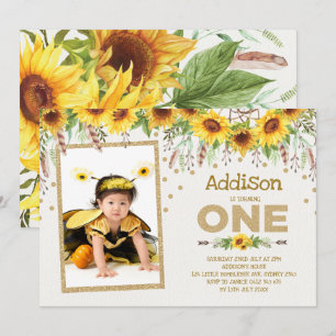Sunflower Bumblebee Première invitation anniversai