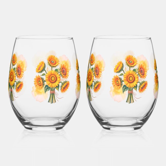Sunflower Celebration Wedding Weinglas Ohne Stiel (Vorderseite)