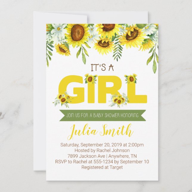 Sunflower C'est une invitation de Baby shower fill (Devant)