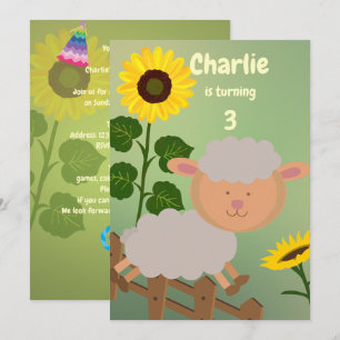 Sunflower Charlie Birthday Einladung