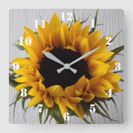 Sunflower Clock Quadratische Wanduhr
