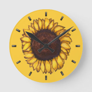 Sunflower Clock Yellow Flower Wall Clocks & Gift Runde Wanduhr