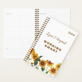 Sunflower Custom Name Bright Floral Planner Planer