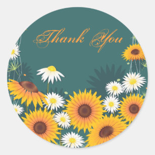 Sunflower Daisy Vielen Dank Runder Aufkleber